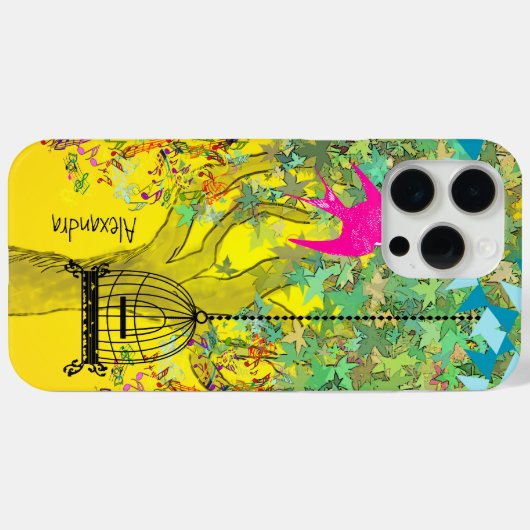 木お洒落の鳥の明るい色のミュージカル・ノート Case-Mate iPhoneケース (裏面 (横))