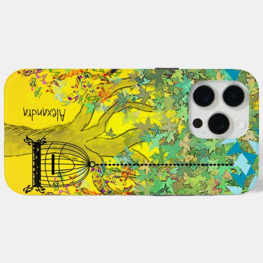 木お洒落の鳥の明るい色のミュージカル・ノート Case-Mate iPhoneケース (裏面 (横))