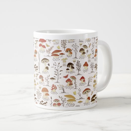 木お洒落地きのこ模様 ジャンボコーヒーマグカップ (正面右)
