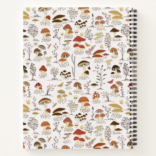 木お洒落地きのこ模様 ノートブック (裏面)