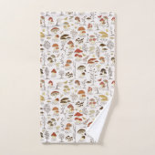 木お洒落地きのこ模様 バスタオルセット (ハンドタオル)