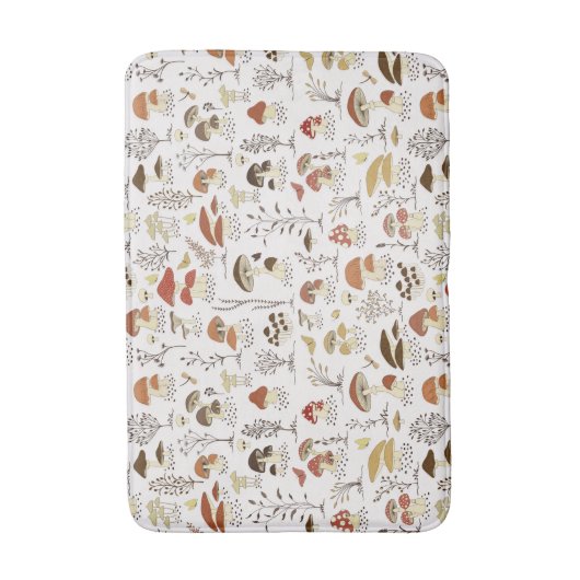 木お洒落地きのこ模様 バスマット (正面縦)