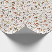 木お洒落地きのこ模様 ラッピングペーパー (角)