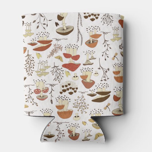 木お洒落地きのこ模様 缶クーラー (裏面)