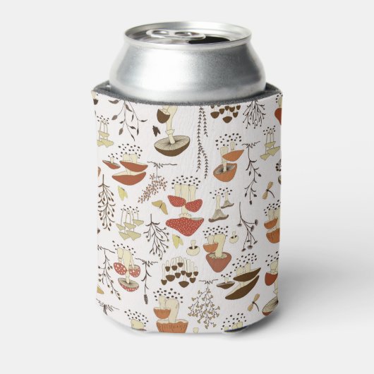 木お洒落地きのこ模様 缶クーラー (缶裏面)