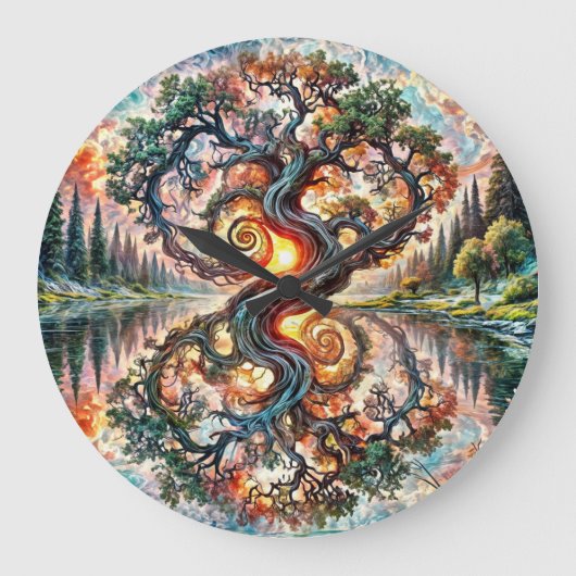 木お洒落時計 ラージ壁時計 (正面)