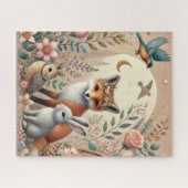 木お洒落素朴陸動物 ジグソーパズル (横)