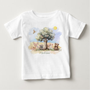 木お洒落陸動物 ベビーTシャツ