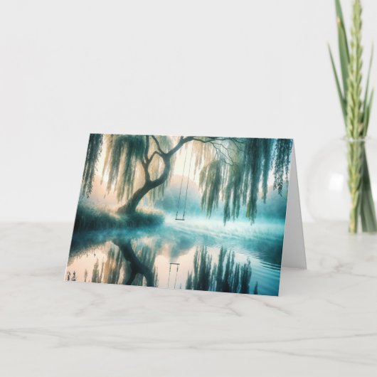 木からつるスイングして悔やみや弔慰 カード (正面)