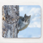 木からのぞき出す奇妙なリス マウスパッド (正面)