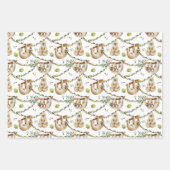 木からぶら下がったのナマケモノ ラッピングペーパーシート (正面)