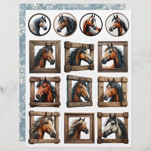 木かわいらしの枠を見動揺してている馬 (正面/裏面)