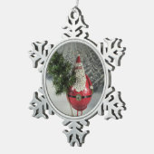 木が付いているサンタ スノーフレークピューターオーナメント (右)