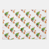 木が付いている休日のウェルシュコーギーの漫画 キッチンタオル (横)