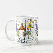 木が付いている幸せな休日のクリスマスのマグ コーヒーマグカップ (左)