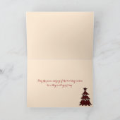 木が付いている赤く、黒い格子縞のバーラップのヒイラギのすてきなカード シーズンカード (内部)