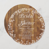 木が旋素朴回する円形ブライダルシャワー招待状 招待状 (正面/裏面)