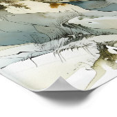 木が生い茂った冬の崖の道 ポスター (角)