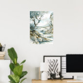 木が生い茂った冬の崖の道 ポスター (ホームオフィス)