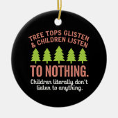 木が空に聞耳を傾け教える セラミックオーナメント (正面)