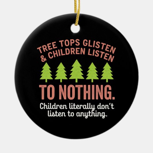 木が空に聞耳を傾け教える セラミックオーナメント (正面)