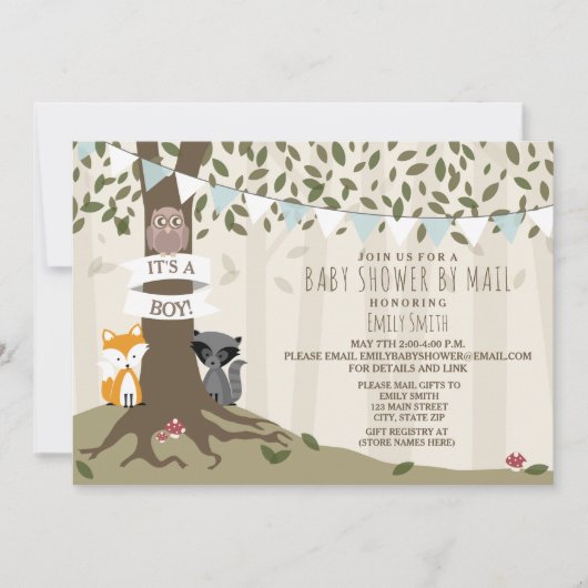 木こりたちベビーシャワーを郵送-ボーイ 招待状 (正面)