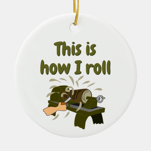 木こりのギフト木の転が削盤 セラミックオーナメント (正面)