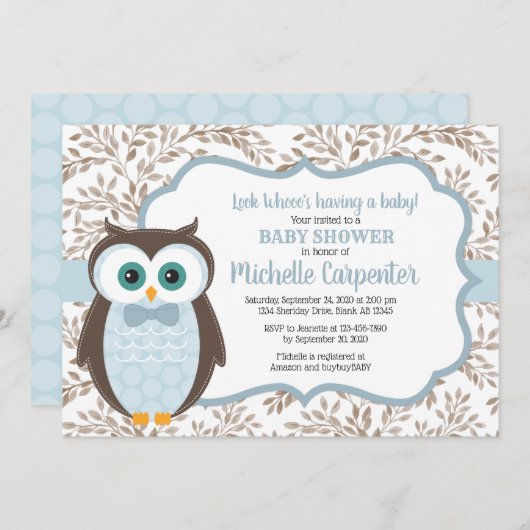 木こりの少年のベビーシャワーの招き入れ 招待状 (正面/裏面)