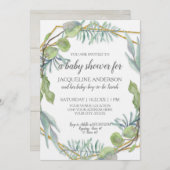 木こりの緑のベビー男女兼用シャワーウッド 招待状 (正面/裏面)