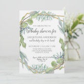 木こりの緑のベビー男女兼用シャワーウッド 招待状 (スタンド正面)