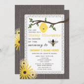 木こり刺激を受けたの蜂をテーマにしたベビーシャワー 招待状 (正面/裏面)