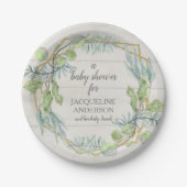 木こり素朴の水彩の葉緑のベビーシャワー ペーパープレート (正面)