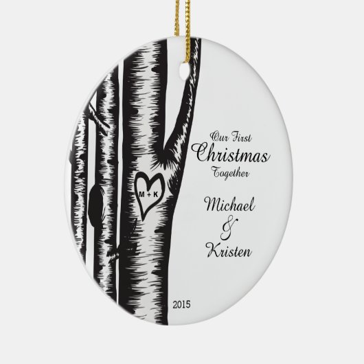 木で切り分けられるイニシャルはクリスマスをつなぎます セラミックオーナメント (右)