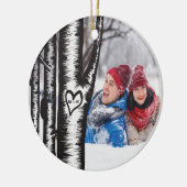 木で切り分けられるイニシャルは写真のクリスマスをつなぎます セラミックオーナメント (左)