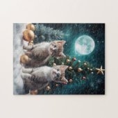 木で子猫とクリスマスイブ ジグソーパズル (横)