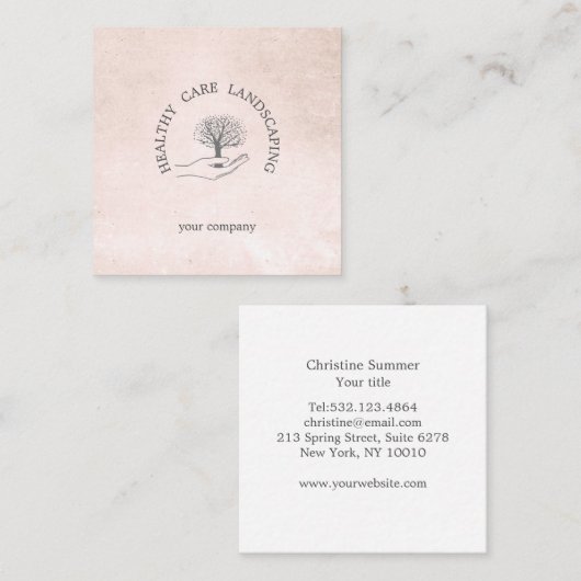 木で手 スクエア名刺 (正面/裏面)