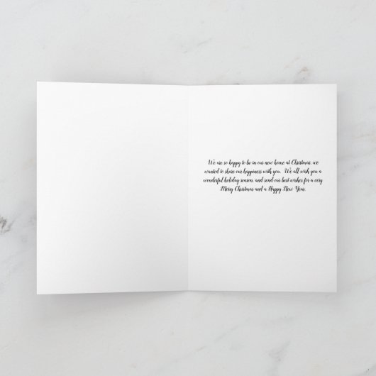 木で新築住宅のメリークリスマスカード シーズンカード (内部)