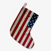 木で絵を描かれる米国旗 スモールクリスマスストッキング (正面 (吊り時))