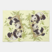 木で遊んでいるパンダ キッチンタオル (横)