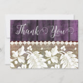 木との素朴なスタイルおよびレース-ありがとう サンキューカード (正面)