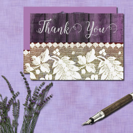 木との素朴なスタイルおよびレース-ありがとう サンキューカード