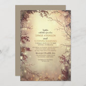 木とストリングライトの素朴結婚式招待状 招待状 (正面/裏面)