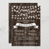 木とバナーの夏の光の結婚列 招待状 (正面/裏面)