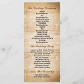 木とヒマワリの花の結婚式プログラム プログラム (裏面)