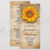 木とヒマワリの花の結婚式プログラム プログラム (正面/裏面)