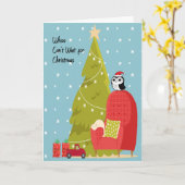 木とフクロウの子どものクリスマスカード カード (黄色い花)