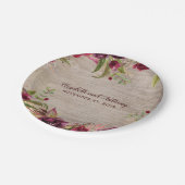 木とブルゴーニュの素朴花結婚の ペーパープレート (アングル)