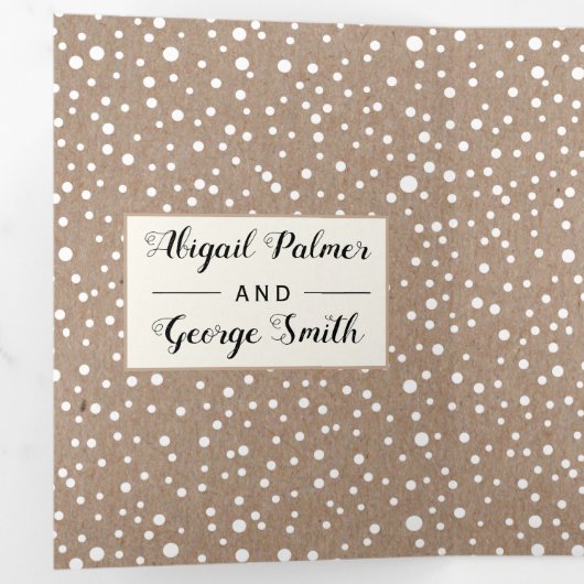 木とライトクラフト紙素朴な冬の結婚式 三つ折り招待状 (内部最初)