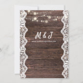 木とレースとストリングライトのウェディング 招待状 (裏面)