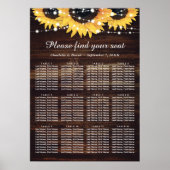 木とレースのひまわり結婚の座席表12 ポスター (正面)